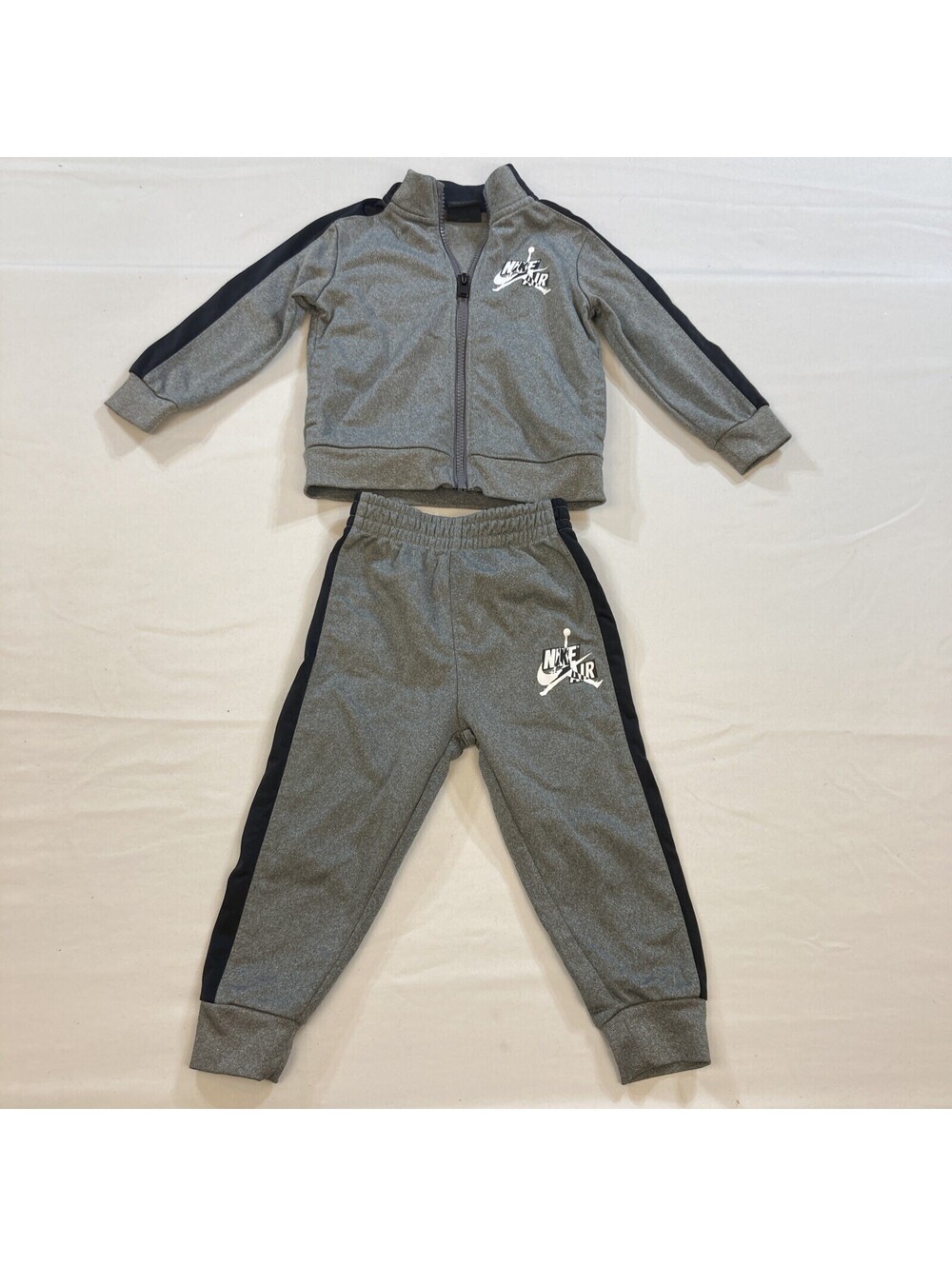 Nike Air Jordan Size 18 Month 2 Pc Gray Black Full Zip Jacket & Pants Set MINT
